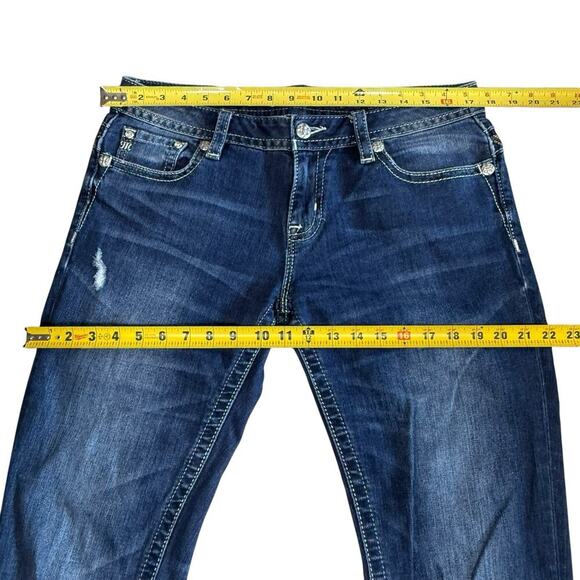 Vtg Y2K Miss Me Jeans Signature Bootcut Embellished Color Thread 31X33 Whiskers - Picture 10 of 12